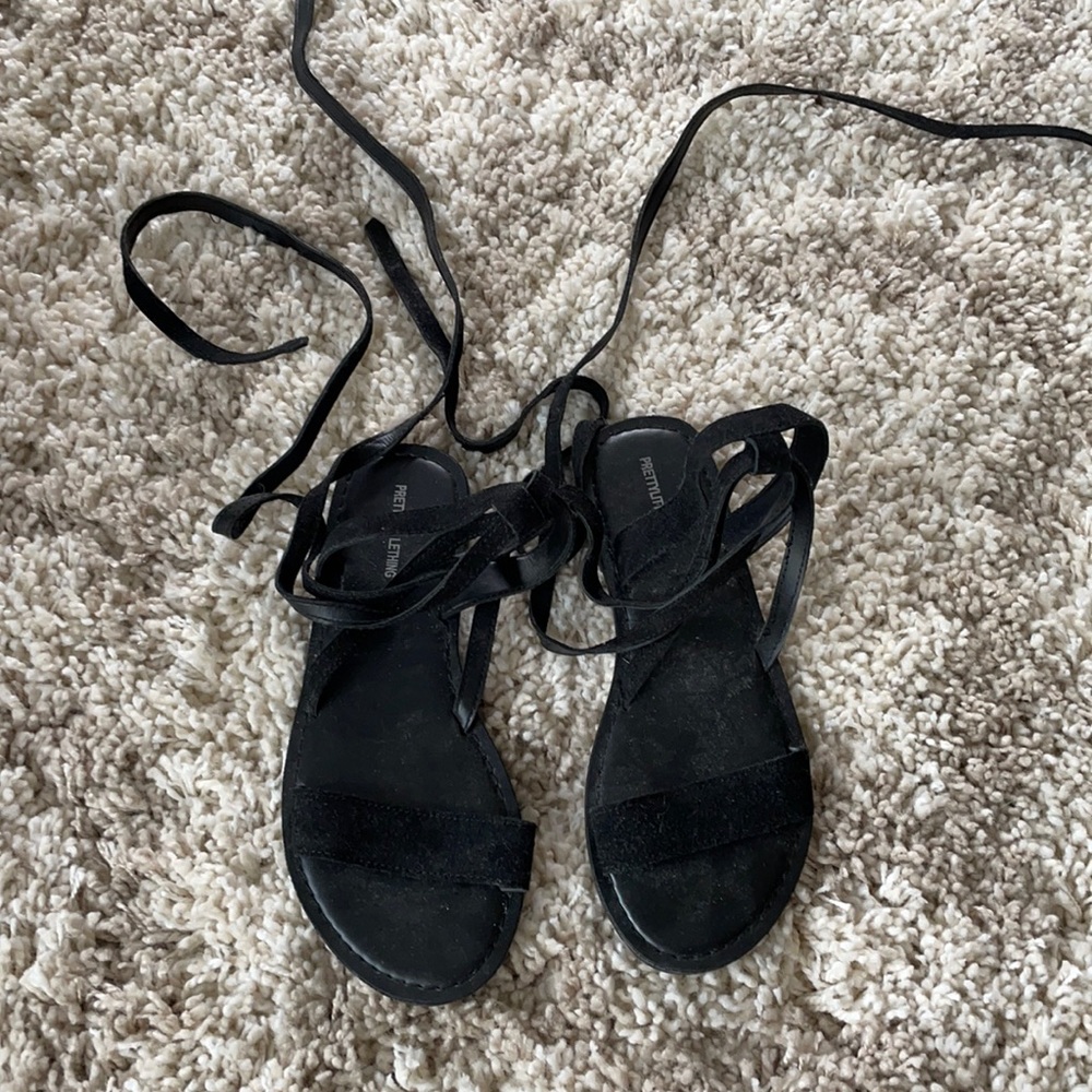 Pretty Little Thing black tie sandals